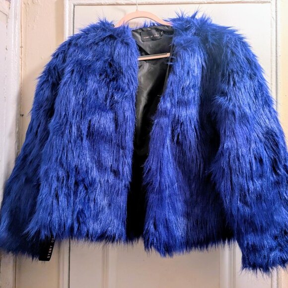 Beautiful Blue Faux Fur Coat - Picture 2 of 2